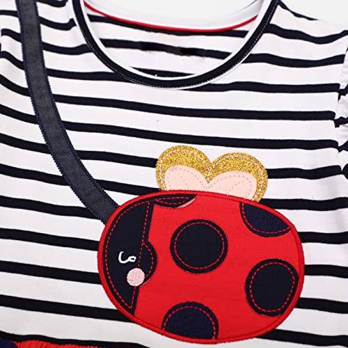 Image of HILEELANG Toddler Girls Short Sleeve Dress Easter Cotton Casual Summer Appliques Shirt Jersey Dresses