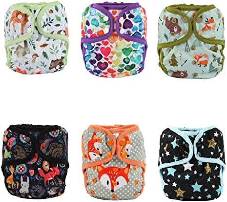 ReUseLife One Size Cloth Diaper Cover Snap with Double Gusset 6 Pack (6DC03)
