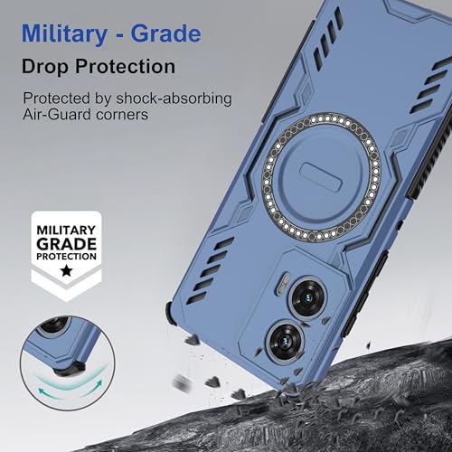 Image of Zapcase Back Case Cover for Motorola Edge 50 Fusion | Magnetic Case with Built-in Metal Ring | Supports MagSafe Charger, Wallet & Car Mount | Shockproof Hybrid PC + TPU | Blue