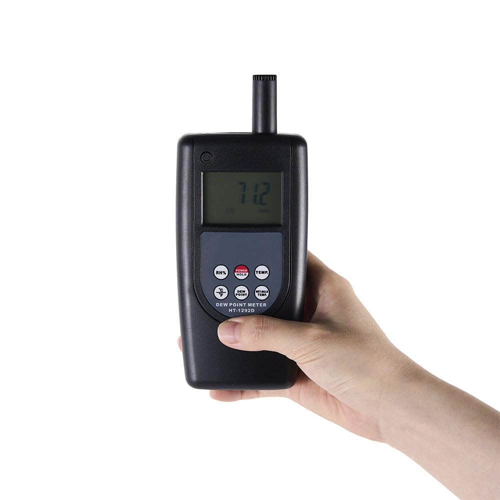 HT-1292D - Termómetro 4 en 1 de punto de rocío, higrómetro, medidor de temperatura de punto de rocío, medidor de temperatura de bombilla húmeda