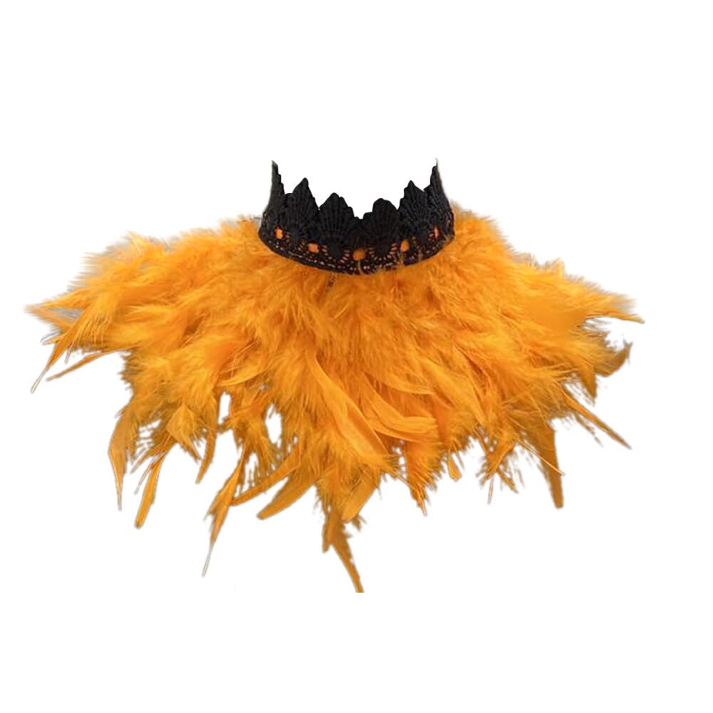 Uposao Feather Collar Shawl Feather Choker Cloak Natural Feather Collar Props For Cosplay Party Performance Model Walk Halloween Ball Feather Collar Shawl Props
