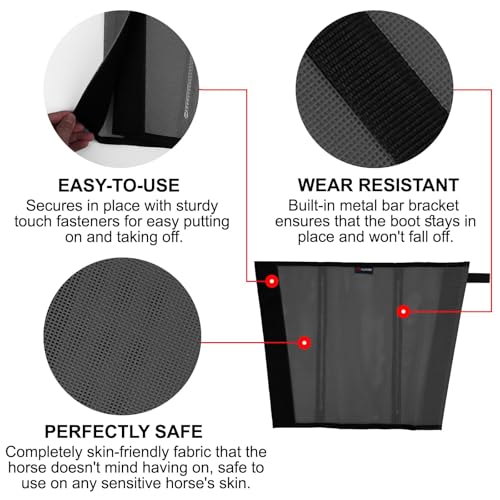Image of Horse Fly Boots, Breathable Mesh Protection Set of 4, Comfortable Horse Leggings, Breathable Mesh Design, Equine Supplies for Reduce Stomping, Hoof Damage & Leg Fatigue (Grey, Medium)