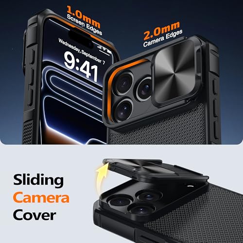 Image of Magnetic for iPhone 17 Pro Max Case [Slide Camera Cover] [Compatible with Magsafe] [Kickstand] [Military Grade Protection] Shockproof Rugged Case for iPhone 17 Pro Max,Black