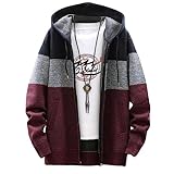 [aspersio] [アスペルシオ] 長袖 ストリート 裏起毛 ジップアップ ニットパーカー メンズ アウター フルジッパー トップス フード付き ボーダー ニット ジップ ウェア 大人 ジャケットパーカ ボア v系 ブルゾン お洒落服 ダンス セーター アウタージャケット アウターウェア ニットジャケット アウトドア ジャンパー 裏フリース 羽織り 裏起毛パーカー (L) レッド