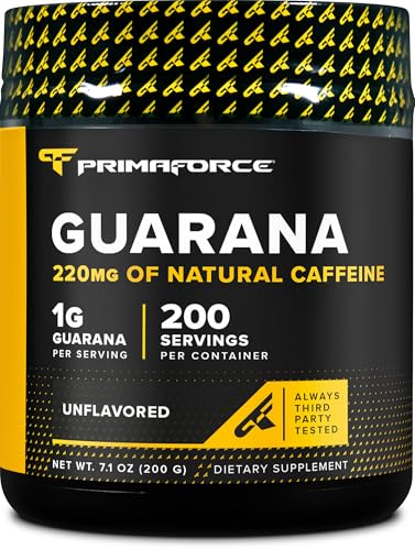 Primaforce Guarana Powder (200g) (Unflavored) - Pure Guarana 220 mg Natural Caffeine 200 Servings