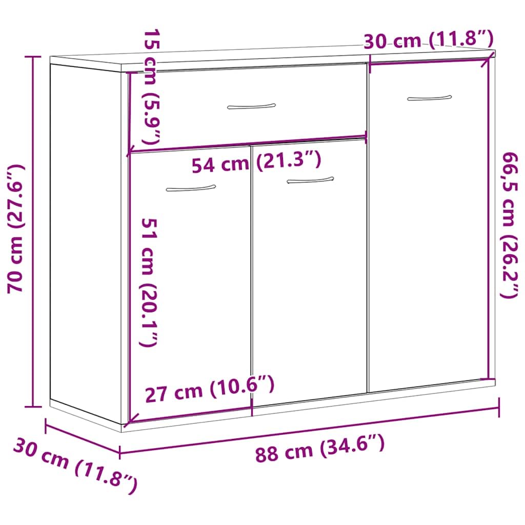 vidaXL Credenza Rovere Artigianale 88x30x70 cm in Legno Multistrato, armadietto, credenza, Armadio da corridoio, Buffet, Armadio da Cucina