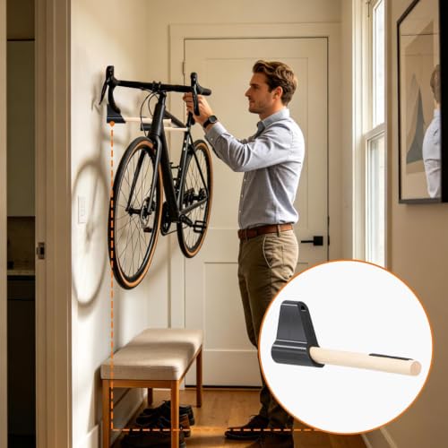 Soporte de pared para bicicleta en garaje y piso con gancho de almacenamiento resistente para cobertizo 5