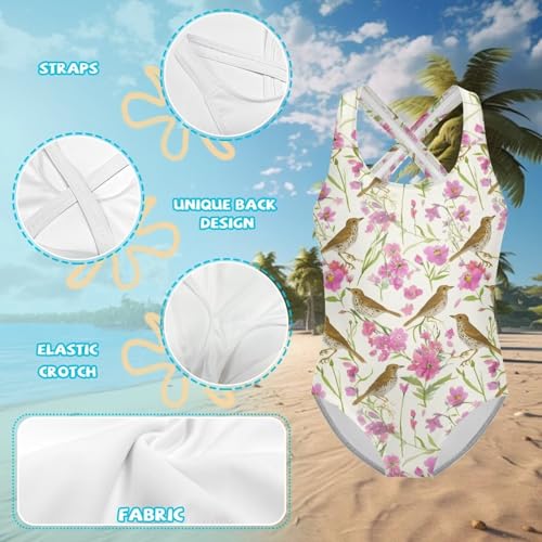 Girls' Adorable Print One-Piece Swimwear, Cross-Back Strap, Soft, Breathable, Light, Ideal Gift for Children's Day3