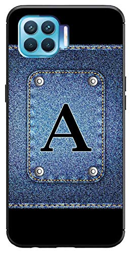 Image of Amazon Brand - Solimo Designer Button Jeans Alphabet-A Printed Soft & Flexible Hybrid Back Case Mobile Cover for Oppo F17 Pro