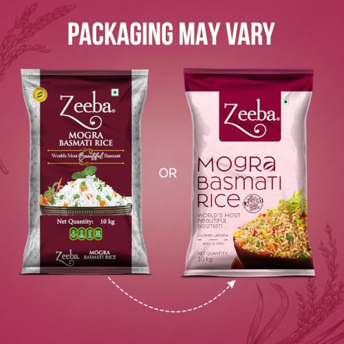 Image of Zeeba Mogra Basmati Rice 10 Kg, Broken /Tuta Basmati Rice for all Dishes (Cooked length upto 12mm*)