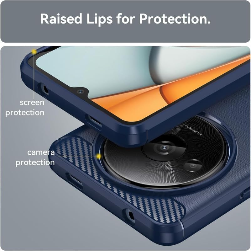Image of NPRC Hybrid Ultra Slim Protective Case TPU Non-Slip Carbon Fiber Texture Shockproof Case Cover for Poco C61 - Blue