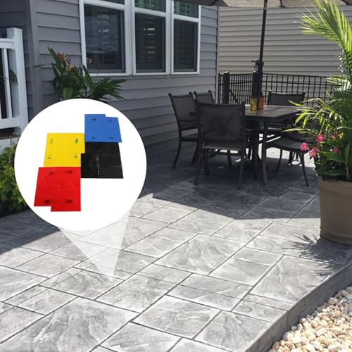 Set di 4 tappetini per timbri in cemento, 61 x 61 cm, in poliuretano, con manici, guanti, texture in pietra senza cuciture, per imprimere pareti e pavimenti in cemento