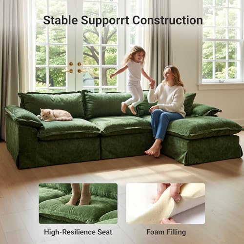 Image of Claiks 123 inch Oversized Boneless Couch, Modular Sofa, Beige