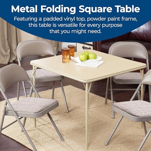 Sudden Comfort Square Folding Dining Card Table, Buff Tan, 34 x 34 x 28 In - image 2