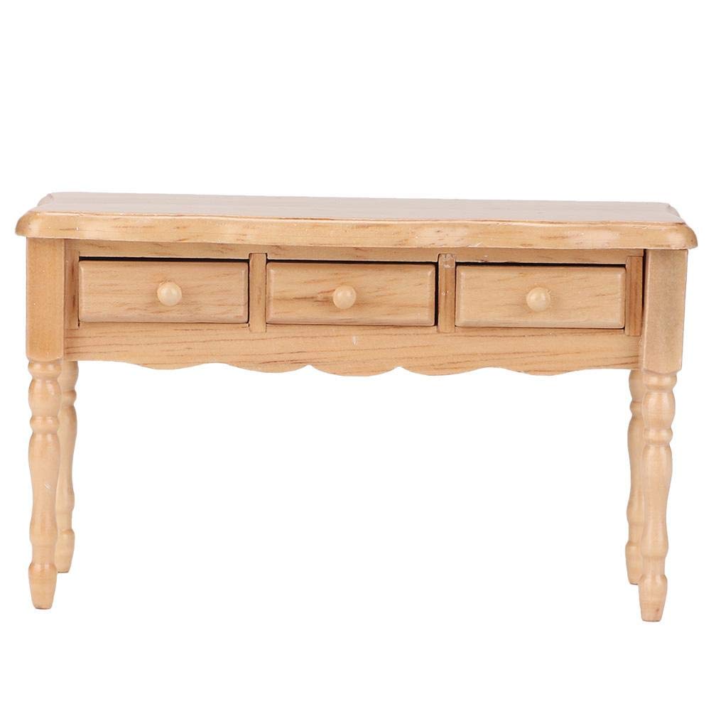 Doll House Desk, Mini Wooden Bedroom Room Furniture Desk Dollhouse Accessories Kids Pretend Play Toy for 1:12 Doll House