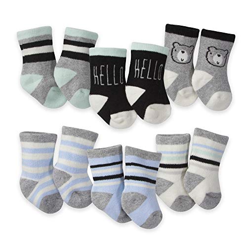 Gerber Baby Boys' 6-Pair Wiggle Proof Sock, Hello Bear, 6-9 Months