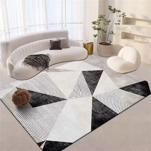 Tapis de salon géométrique gris 120x170cm lavable et résistant - 2