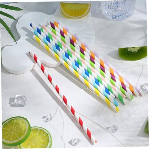 KOMBIUDA 250pcs Pitillos de Papel Rayados Decorativos miniatura 4