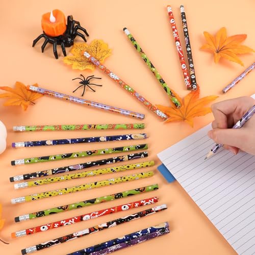 CCINEE 48 lápices de grafito Halloween con borrador miniatura 4