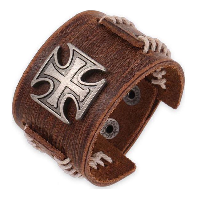 Woven Leather Bracelet Men Adjustable Retro Punk Wristband P2-picture-29