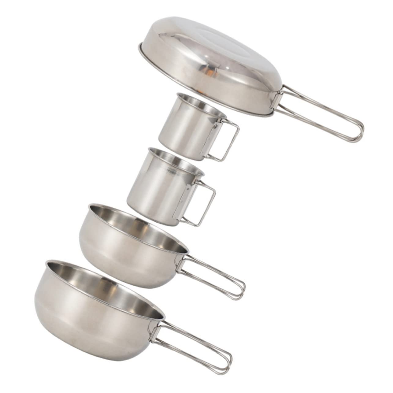 ibasenice Vaisselle de Camping Inoxydable 5 Pièces, Gamelle Scout INOX