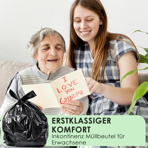 Windelbeutel für Erwachsene, stark, Einweg- und geruchlos, 15% dick, Windelentsorgungsbeutel, hygienische Entsorgungsbeutel, Inkontinenz-Windelbeutel, Inkontinenz-Windelbeutel, 100 Stück