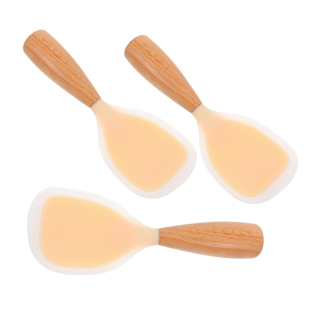 Ciieeo 3PCS Nonstick Silicone Rice Spoon Paddle with Wooden Handle Ergonomic Grip Space Saving Standing Design Heat Resistant Kitchen Utensil for Serving Rice Effortlessly