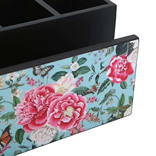 Image of Reinvention Factory Wooden Cutlery Holder I Countertop Organizer - Spoon Fork Knife Napkin Tissue Paper I Desk Supplies Pencil Pen Stationery Stand I Home & Kitchen I Size 7 inch X 5 inch X 4 inch (Fairy Garden)