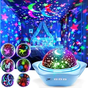 One Fire Night Light for Kids Toys, 96 Lighting Modes Star Projector 360° Rotating+6 Films Kids Night Light Projector, Rechargeable Lamp for Bedroom, Stars for Ceiling Projector for Bedroom Decor