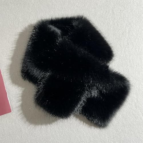 Fluffy Faux Fur Scarf & Hat Set for Women - Winter Wrap with Slit Hole & Matching Cozy Faux Fur Cossack Hat2