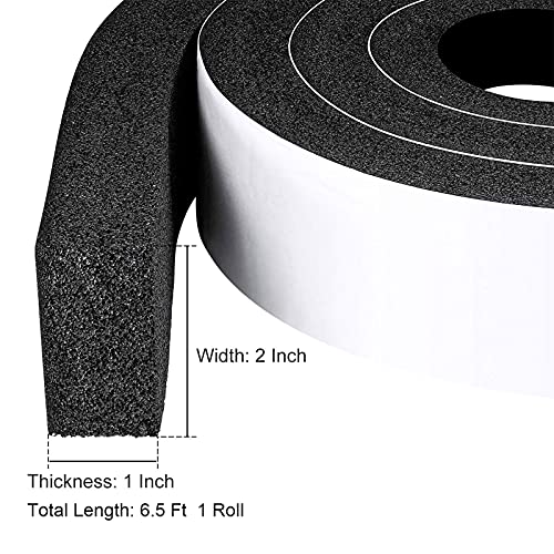 Fowong Air Conditioner Foam Gasket Seal, 2" W X 1" T X 6.5' L, Thick Window Insulation Seal Low Density Foam Strip Shock-Absorbing Anti-Vibration, 1 Roll X 6.5 Ft #TOP1