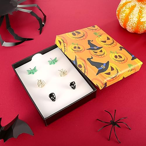 WOWORAMA Halloween Earrings Cute Pumpkin Earrings for Women Fun Crystal Pumpkin Stud Earrings Funny Smiling Face Pumpkin Drop Earrings Halloween Earrings Jewelry