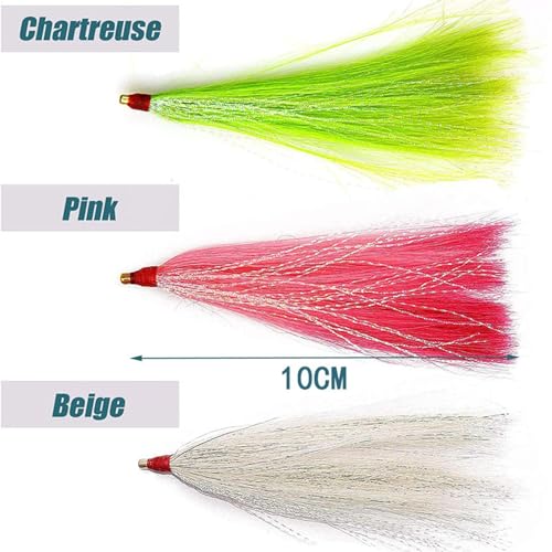 MagiDeal 12 Stück Angel-Bucktail-Teaser, Angelköder, tragbares, handgefertigtes Zubehör, Angelgerät, Salzwasserstecker für das Angeln im Freien, Grün