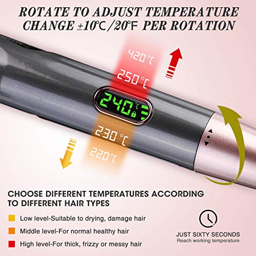 8 Sets LIUMY Professional Salon Hair Straightener and Curler 2 in 1, Tourmaline Ceramic Twisted Flat Iron, with LCD Digital Display, Adjustable Temp and Auto Shut-Off, Suitable for All Hair Quality.