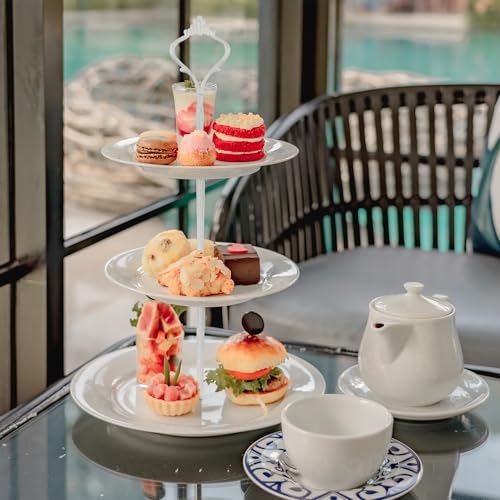 3 Tier Cake Stand, Luxury-Looking Wedding Cupcake Plate Holder, White Wreath Fruit Dessert Tower Tray for Birthday Party, Baby Shower, Graduation and Christmas Party (Plates NOT Included) - Image 7