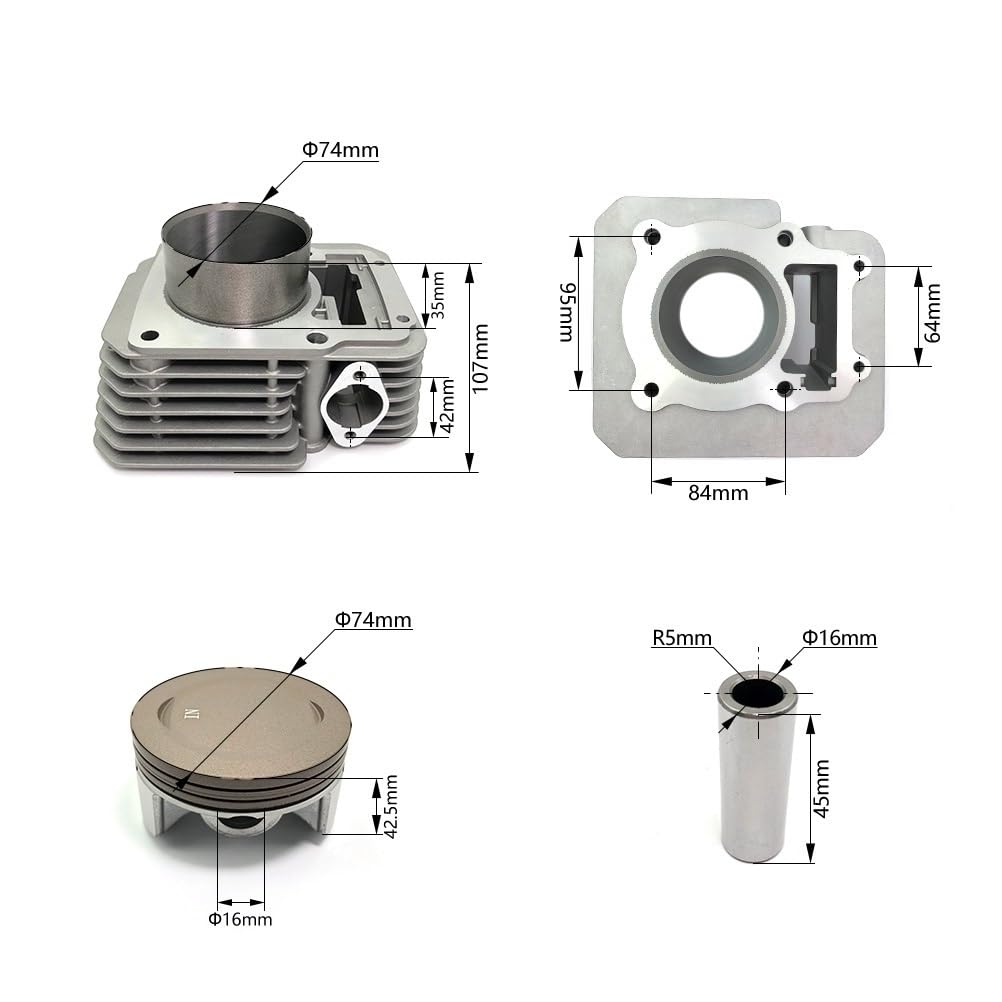 Zestaw cylindra do tuningu 74MM CPS300 chłodzony powietrzem blok cylindrów pierścień tłokowy i zestaw uszczelek pasujące do ZS172FMM-3A