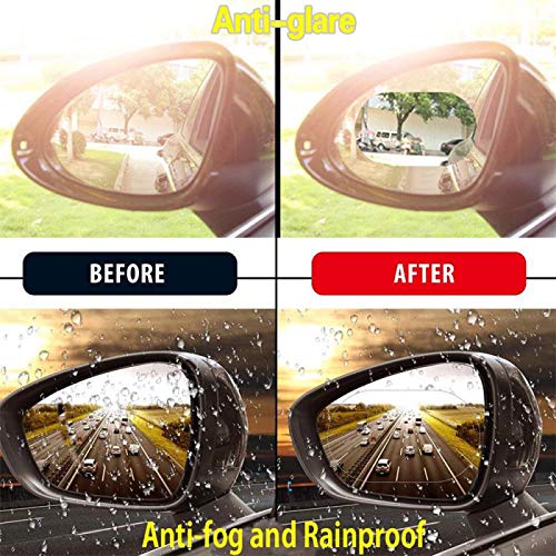 4PCS Car Rearview Mirror Film,Car Side View Mirror,HD Nano Film Anti Fog Glare Rainproof Waterproof Mirror Window Film,Clear Protective Film Sticker Drive Safely for Car Mirrors and Side Windows