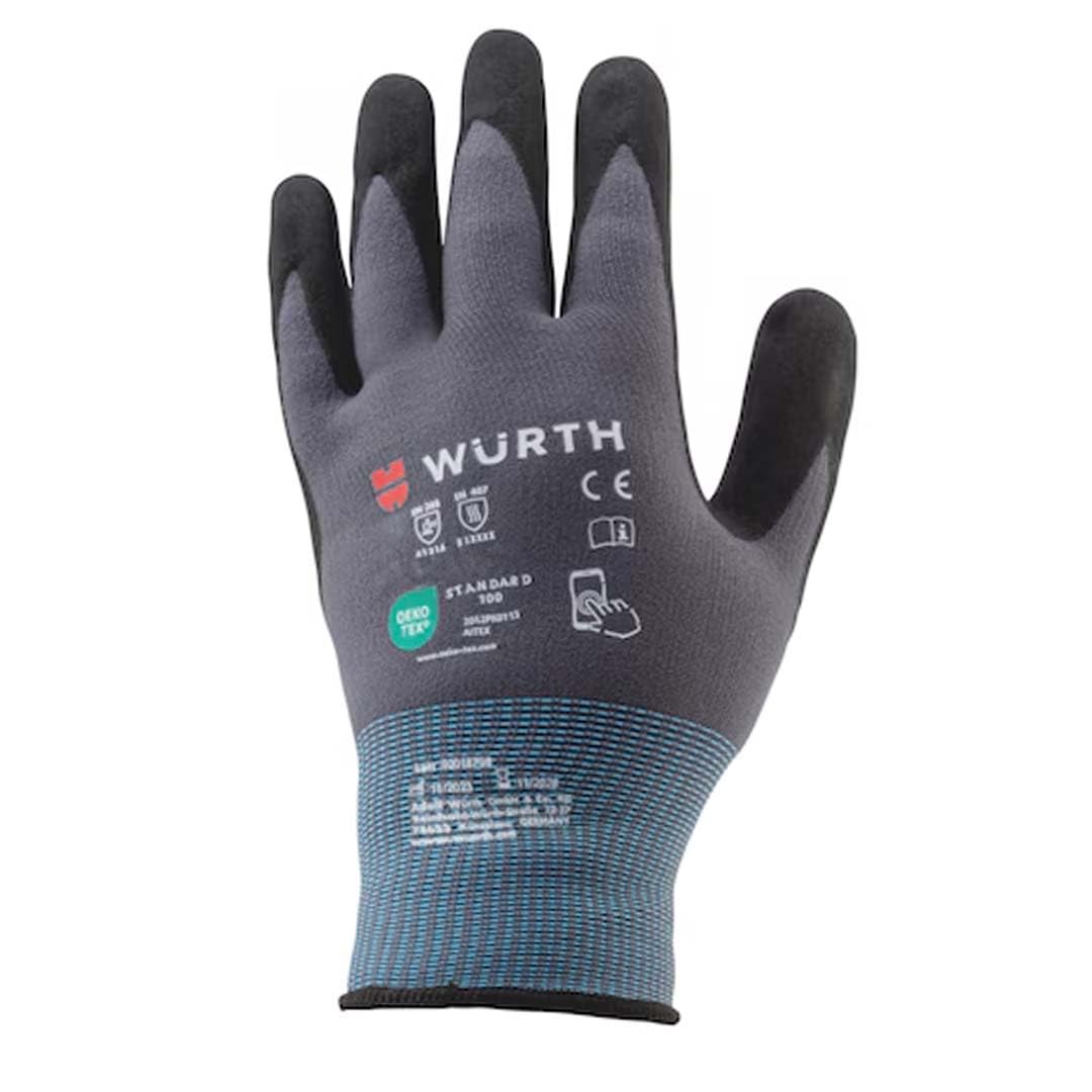 Wuerth 6 Paar Schutzhandschuh Multifit Nitril Plus Größe 8 geeignet für Touchscreens 0899405308