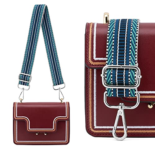 Image of Silvery Buckles Wide Shoulder Strap Adjustable Replacement Belt Crossbody Canvas Bag Handbag