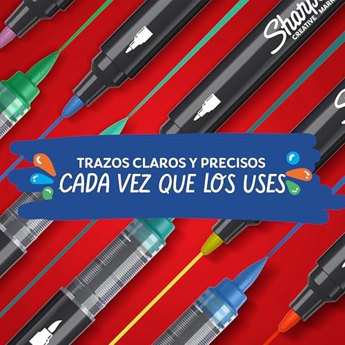 Miniatura 6 de Sharpie Marcadores Rotuladores acrílicos creativos de con punta de pincel base agua | Escribe en la mayoría de superficies | Materiales de arte y manualidades | Azul | 6 Piezas