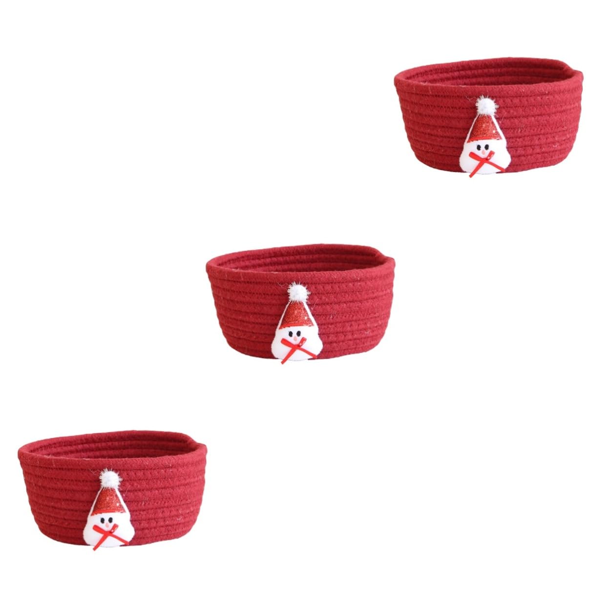 Cabilock 3pezzi Cesto Natalizio Cotone Cesto Decorativo per Stoccaggio Stile Fiocco per Decorazioni Festive e Regali di Natale