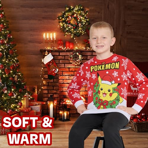 Pull de Noël Pokémon pour garçon en tricot col rond