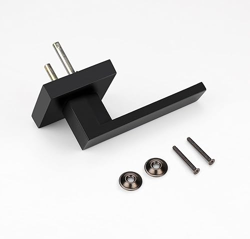 Miniatura 7 de Probrico Paquete de 4 manijas de puerta simuladas en negro mate, manijas interiores que no giran, manijas reversibles resistentes para interiores