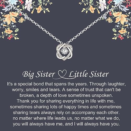 Sisters Gifts, Sterling Silver Interlocking Two Hearts Necklace Gifts for Sisters from Sisters, Big Sister Gifts, Sister Birthday Gift Ideas, Sister Christmas Gifts