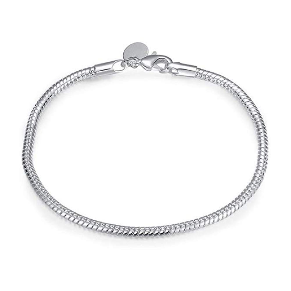 J ShopJ Shopg 925 Sterling Silver Snake Chains Bracelet fit European Beads，3mm