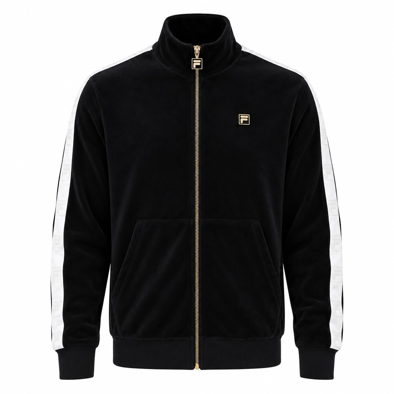 Fila Gold Bosco Velour Track Top Jacket Black
