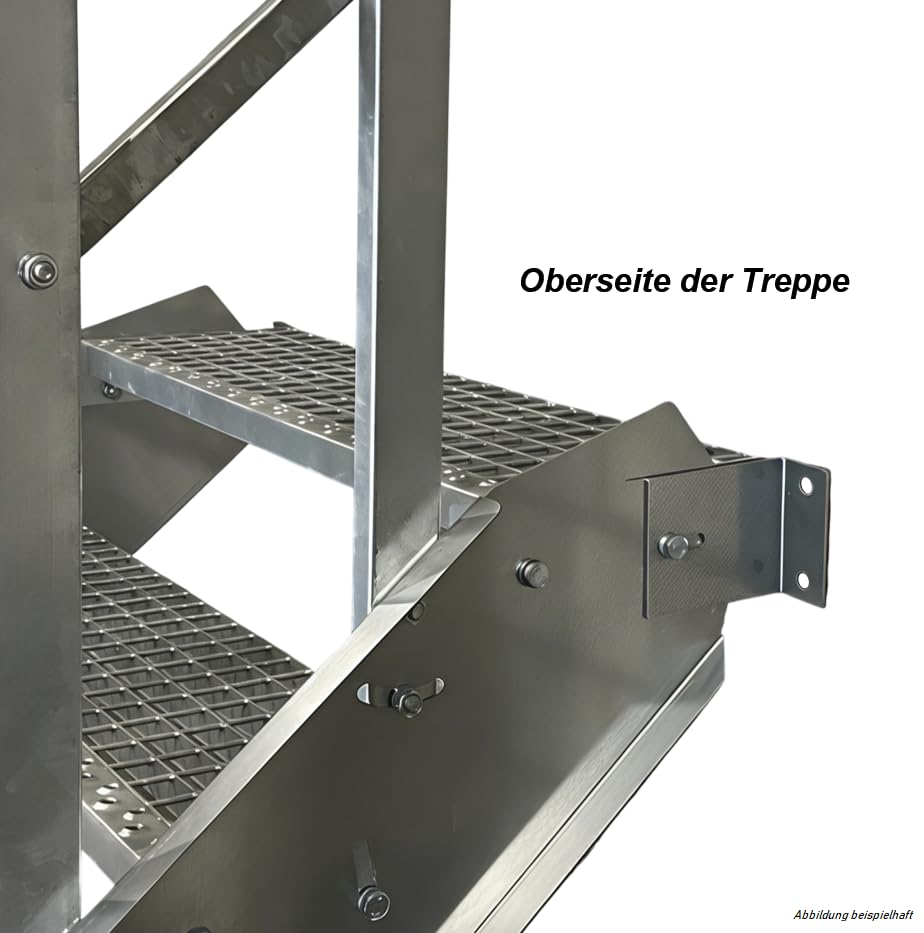 Stahltreppe Industrietreppe Aussentreppe Treppe 5 Stufen-Breite 100cm Variable Geschosshöhe 70-105cm mit einseitigem Geländer