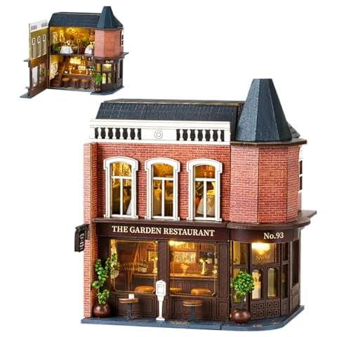 Spilay Dollhouse DIY Miniature Wooden Furniture Kit,Mini Handmade Doll House with LED,1:24 Scale Creative Woodcrafts Gift for Adult Friend Cover
