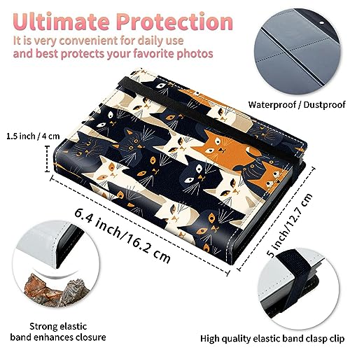 Image of Cats Photo Album 4x6 120 Pockets Photos with Strong Elastic Band, Small Mini Albums Sheet Protector Folder for Photos, Album for Family Wedding Baby Women Men Vacation Gift