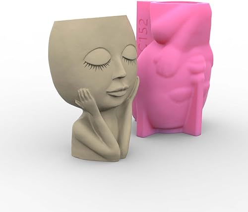 Miniatura 5 de Moldes para macetas de hormigón para bebés, macetas suculentas, jarrón, moldes de silicona, portavelas, molde de resina epoxi, yeso, cemento,